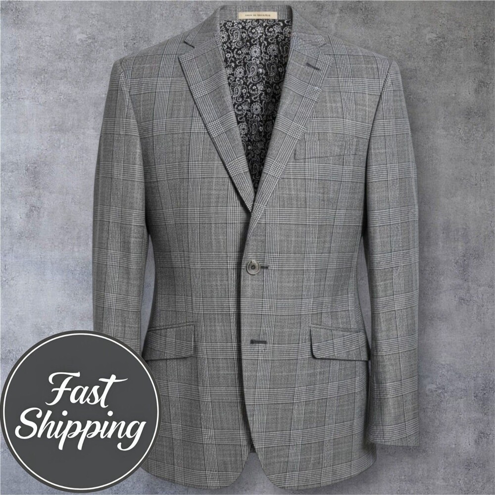 Joseph Abboud Men’s Blazer Sport Coat Two Button Jacket 44R Linen Gray Slim fit